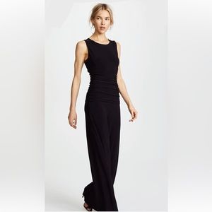 Norma Kamali Navy blue jumpsuit, ruched, crewneck, xs, soft flattering